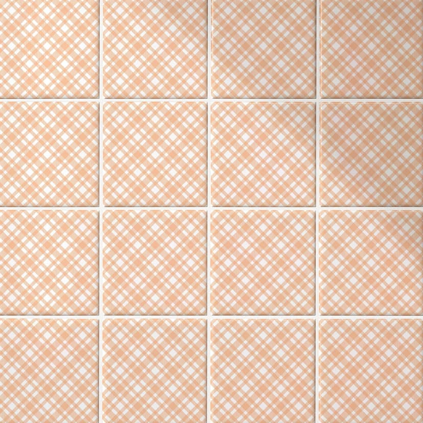 Azulejos Adhesivos a cuadros en melocotón y blanco - lote de 12