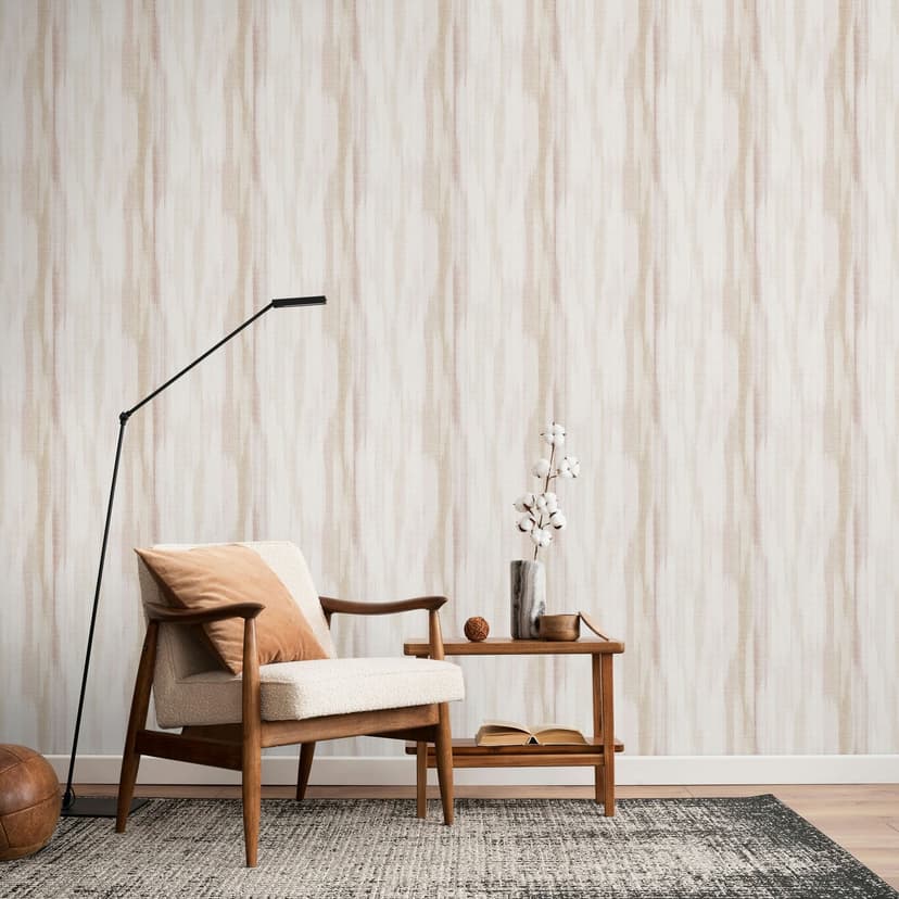 Papel pintado no tejido rayas moderno mate en blanco beige