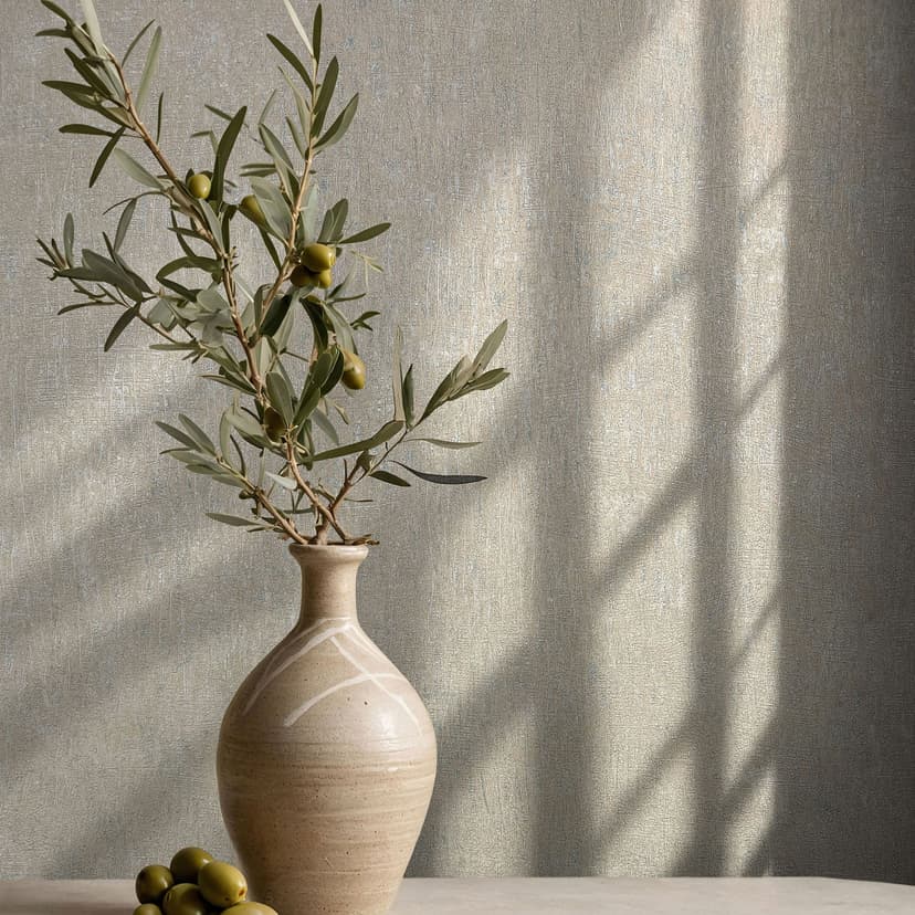 Papel pintado no tejido con aspecto de hormigón beige liso moderno