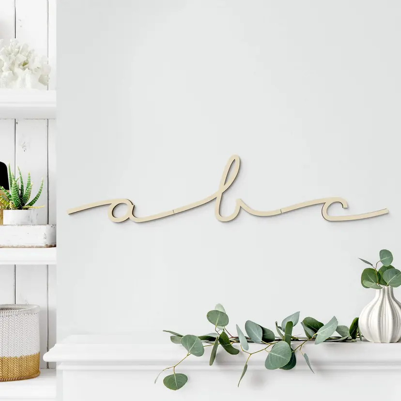 Letras de madera álamo - letras simples cursiva script