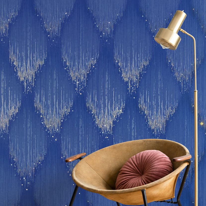 Papel pintado no tejido rayas moderno en azul