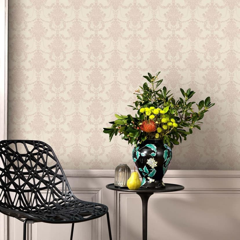Papel pintado ornamental, papel pintado no tejido Erismann Versailles rosa, crema