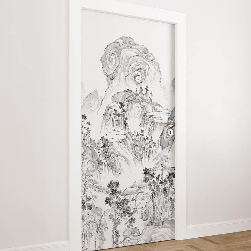 Vinilo para puertas Paisaje japonés - Tenju - Decoración autoadhesiva para puertas