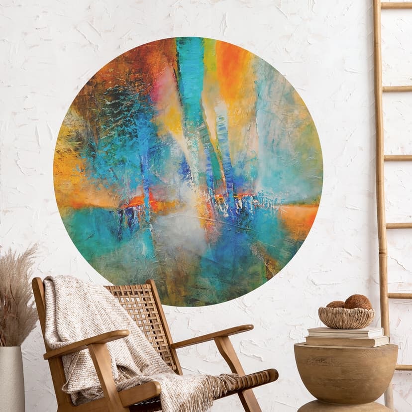 Vinilo decorativo Luz urbana en azul y naranja - Schmucker - Redondo
