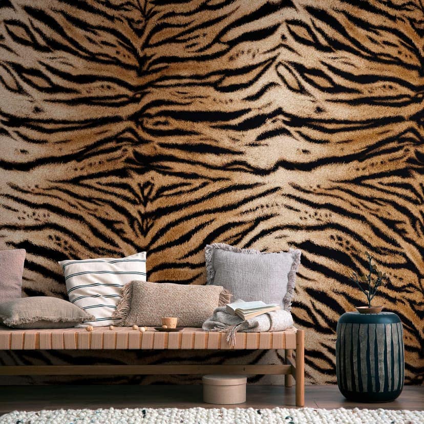 Papel pintado Piel de tigre marron negro - Fotomural estampado animal - Papel pintado tejido-no tejido exotico