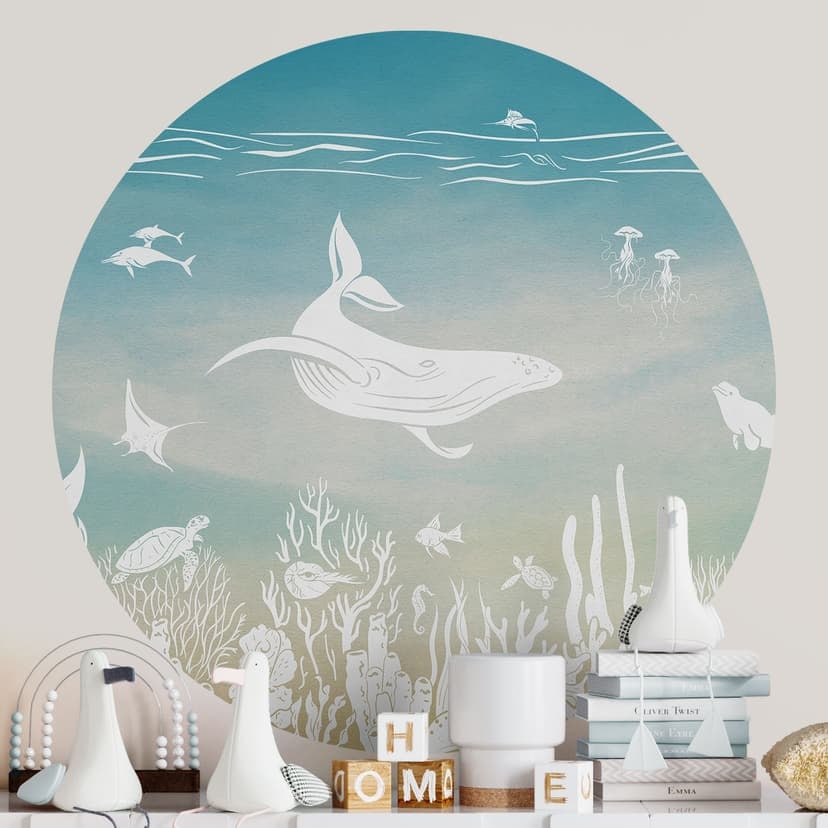 Vinilo decorativo de pared mundo submarino paradisíaco - Ombre - Kikki Belle - Redondo