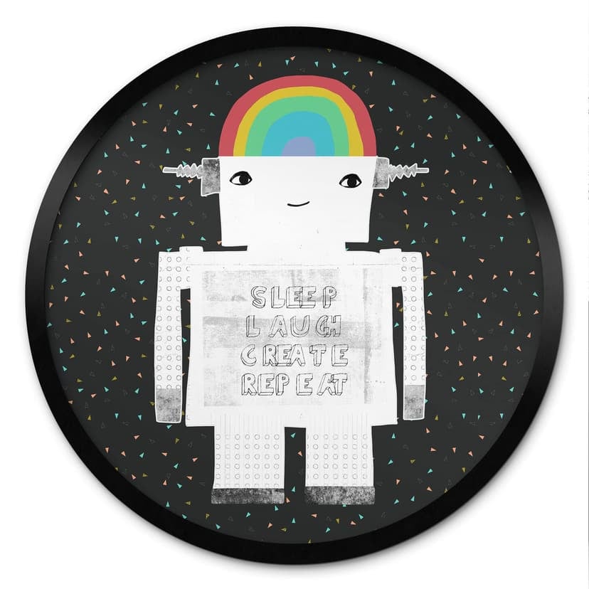 Póster Arco Iris Robot Dormir Reír Crear - Treechild - Redondo