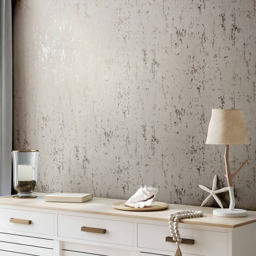 Papel pintado no tejido con aspecto de hormigón beige brillante