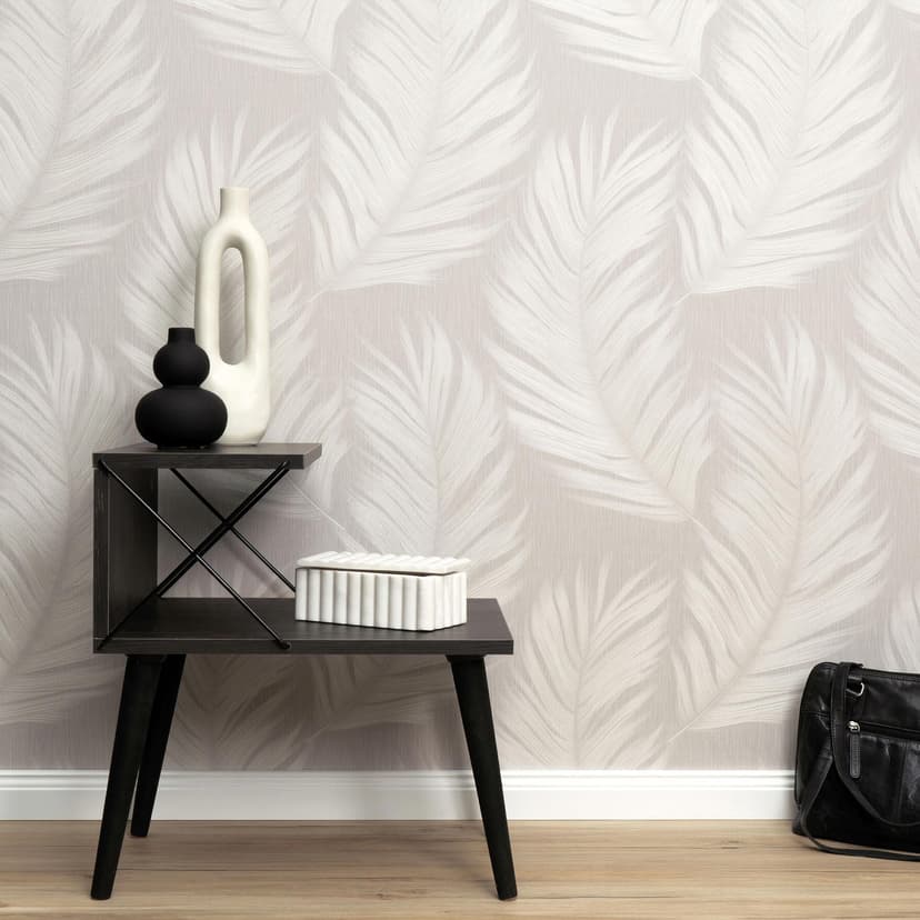 Papel pintado no tejido, papel pintado motivo hoja Aurora topo claro