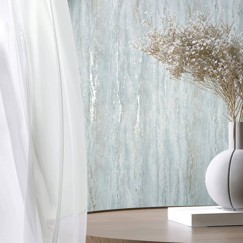 Papel pintado no tejido con aspecto de yeso blanco brillante y de textura gruesa