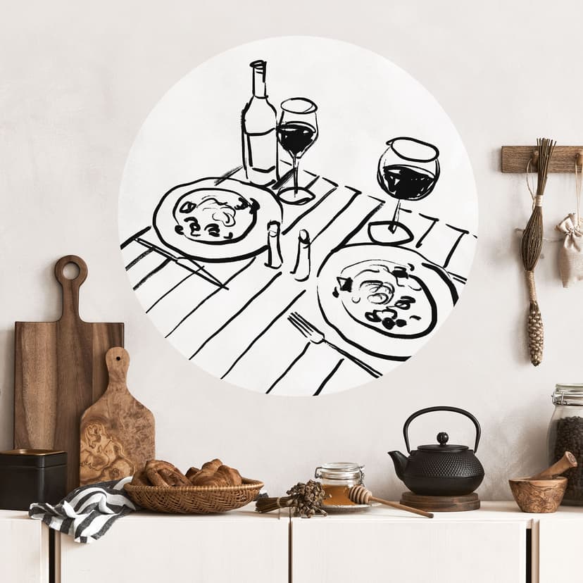 Vinilo decorativo Bodegón con vino - Treechild - Redondo