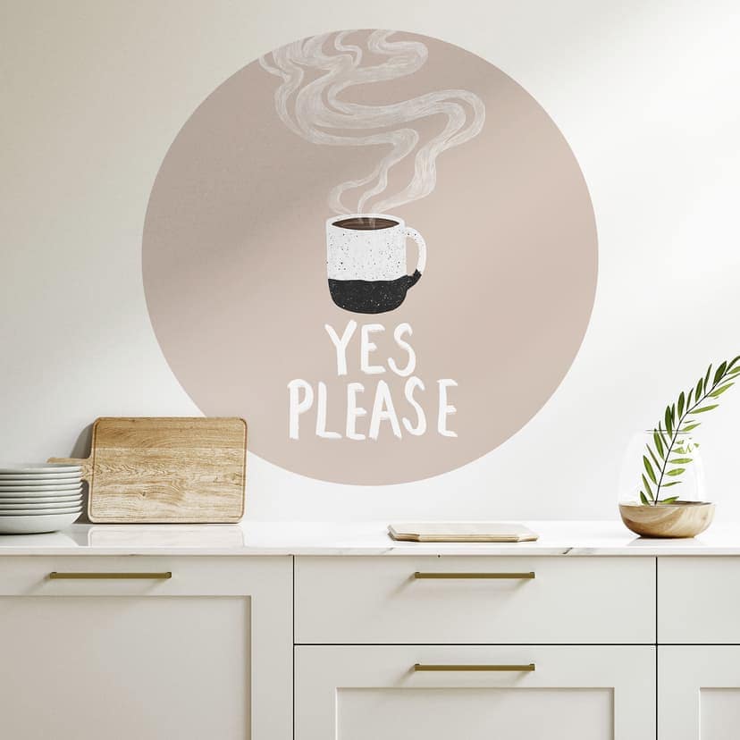 Vinilo decorativo Taza de café caliente por la mañana - EMELIEmaria - Redondo