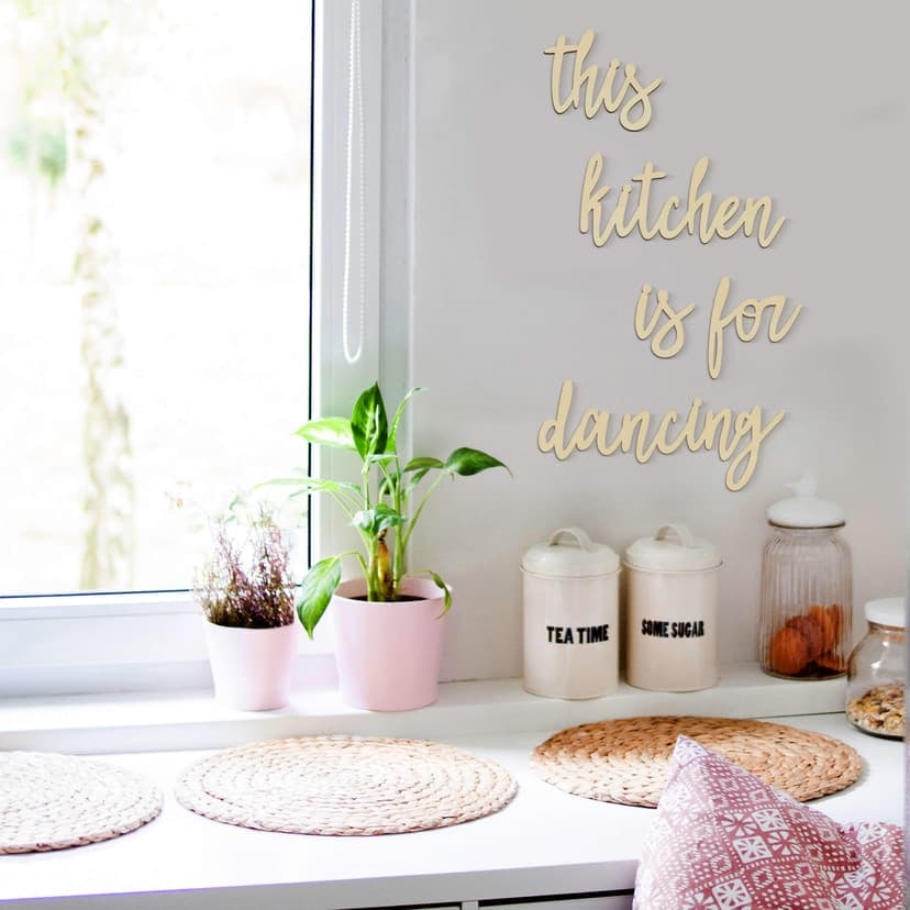 Letras de madera chopo Esta cocina es para bailar