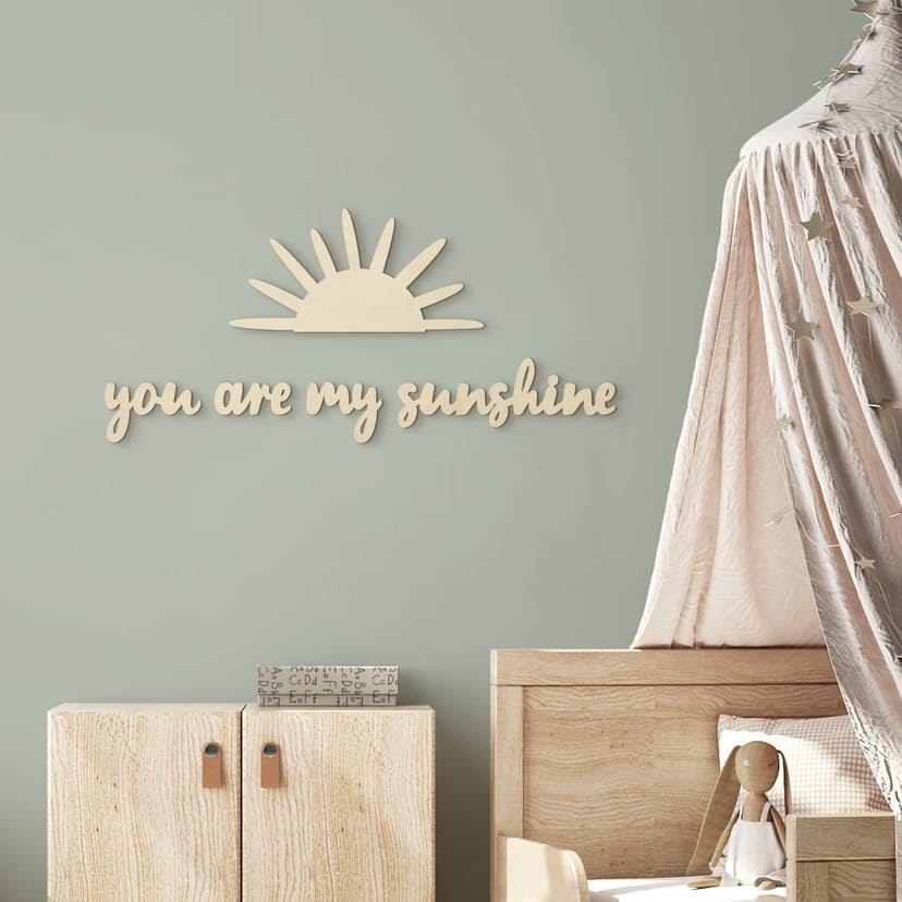 Decoración mural habitación infantil sol - You are my sunshine - madera de álamo
