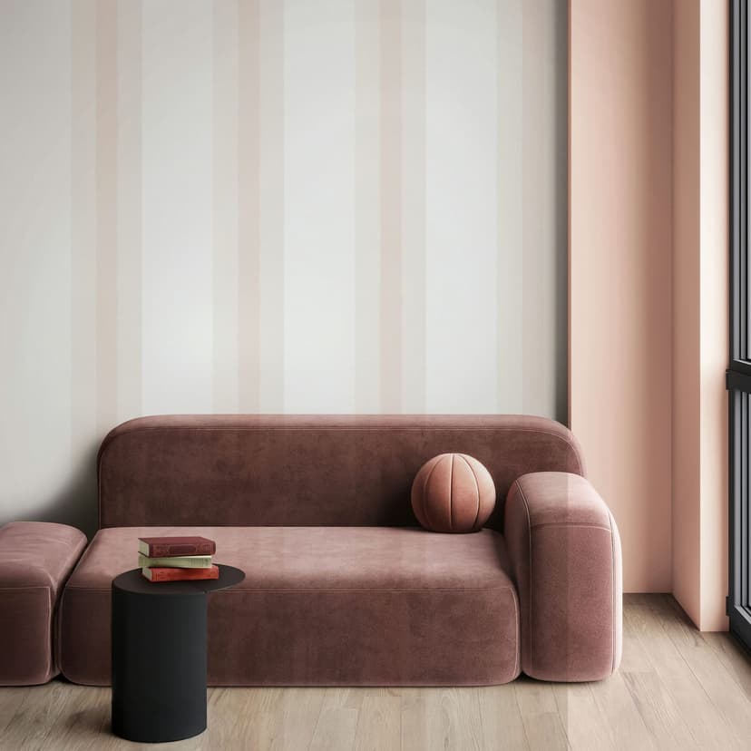 Papel pintado no tejido rayas clásico mate en blanco rosa