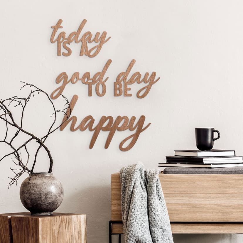letra de madera 3D Today is a good day to be happy - caoba