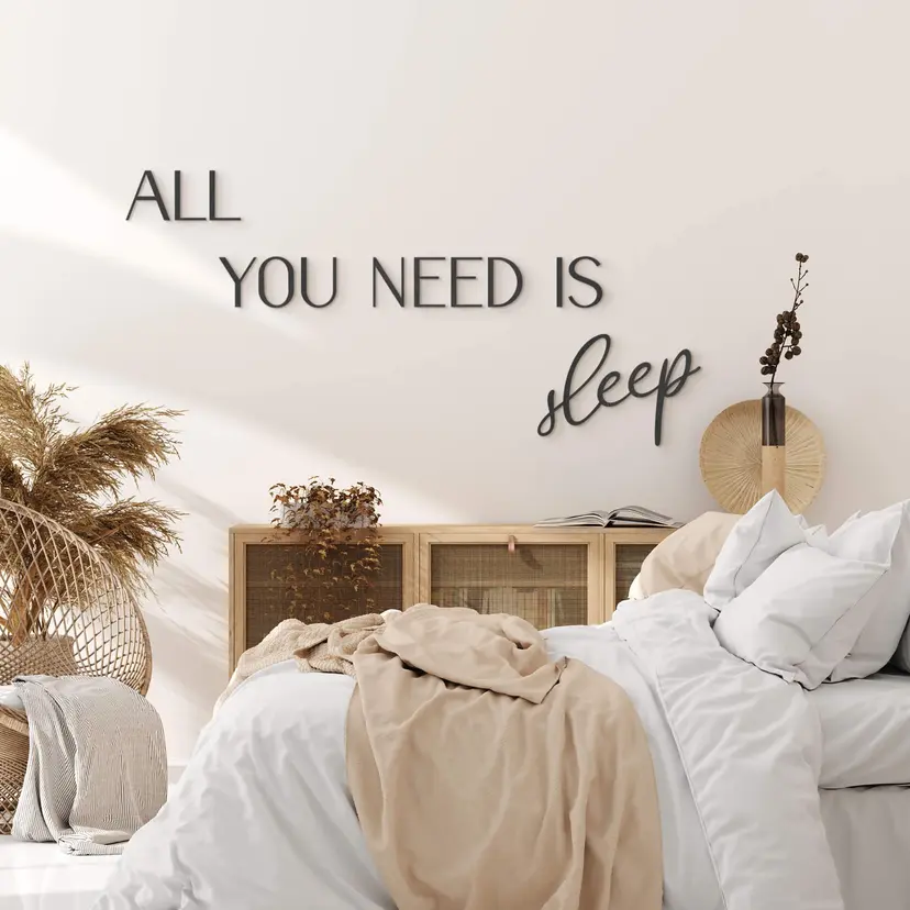 letras 3D "All You Need Is Sleep" - Decoración en madera MDF para un dormitorio con estilo
