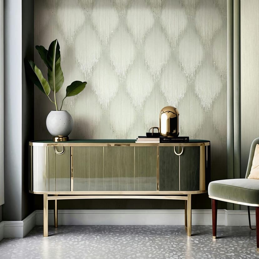 Papel pintado no tejido rayas moderno en verde