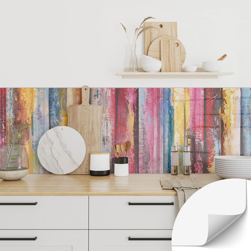 Salpicadero de cocina autoadhesivo Pintura a rayas de colores - Fedrau