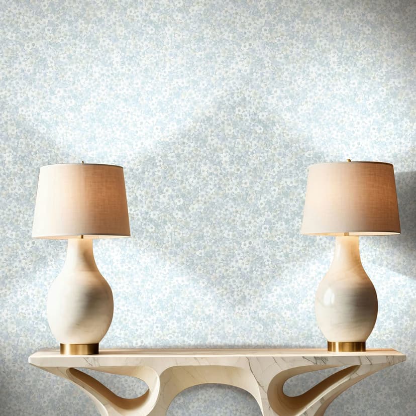 Papel pintado no tejido flores, hojas naturaleza floral, clásico mate en verde