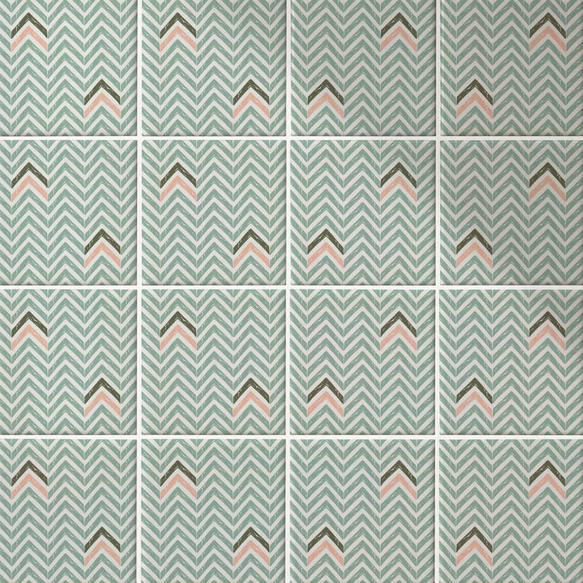 Azulejos Adhesivos Boho - espiga rosa salvia verde - lote de 12