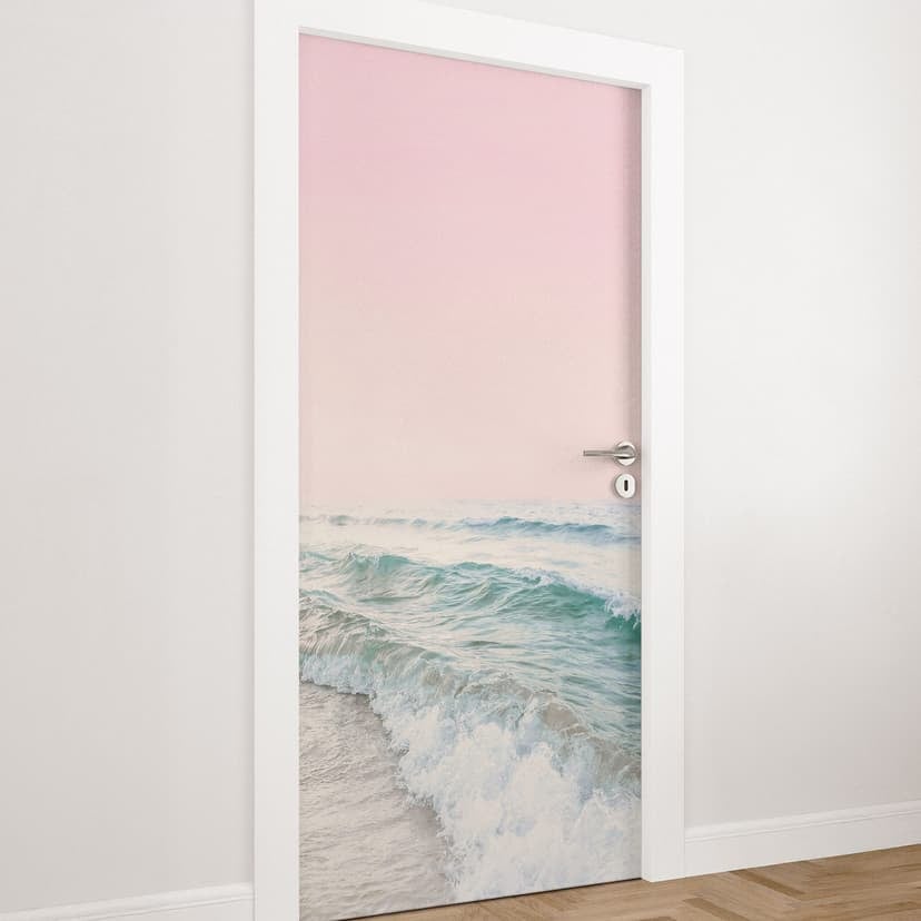 Vinilo para puertas Cielo rosa sobre el mar - Sisi & Seb - Decoración autoadhesiva para puertas