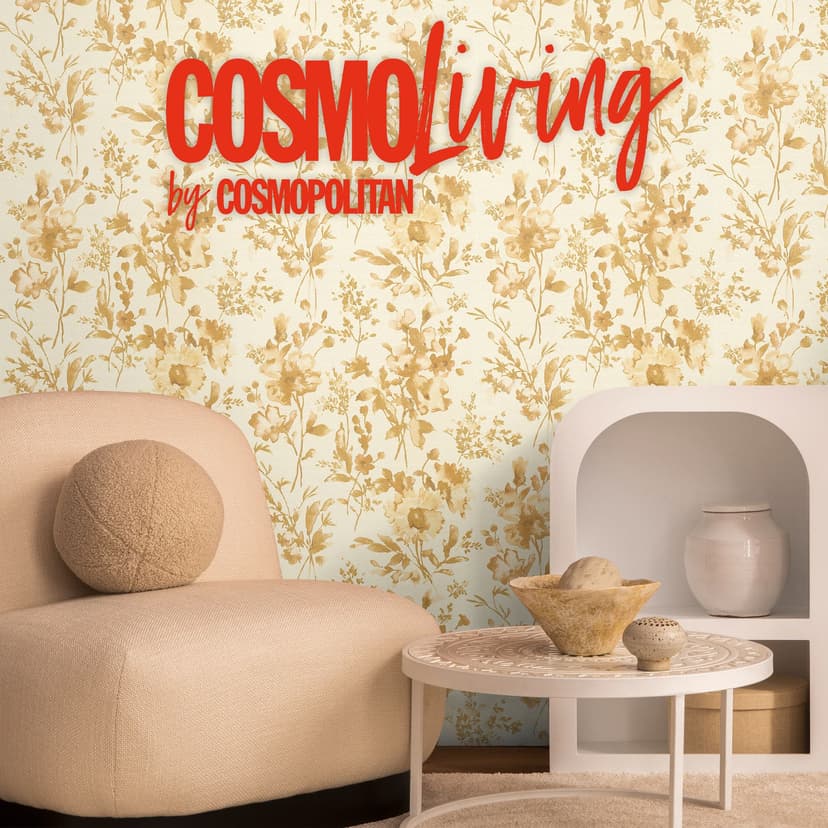 COSMOPOLITAN Papel pintado floral flores blanco oro - Papel pintado no tejido de diseño moderno