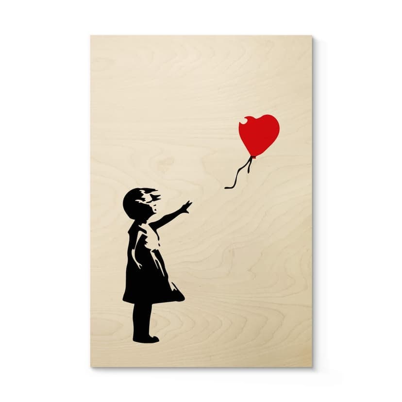 Cuadro de madera Banksy - Niña con el globo rojo