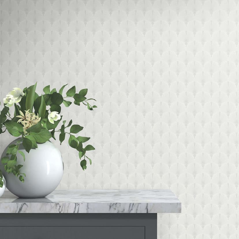 Papel pintado desplegable, papel pintado no tejido Erismann Versailles blanco, plata
