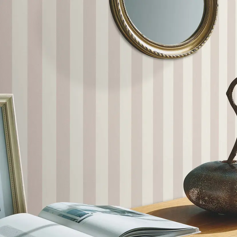 Papel pintado de rayas, papel pintado no tejido Erismann Versailles beige, crema
