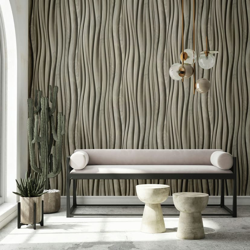 Papel pintado no tejido de color beige, marrón yeso aspecto ilusión 3D aspecto moderno