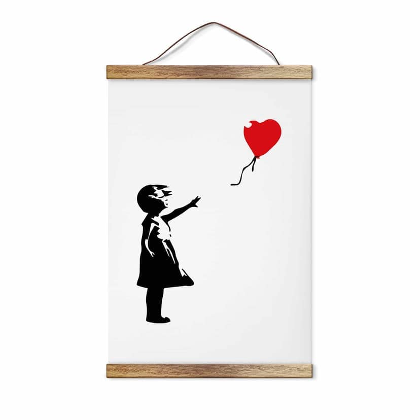 Lienzo, Póster de tela para colgar Banksy - Chica del globo rojo