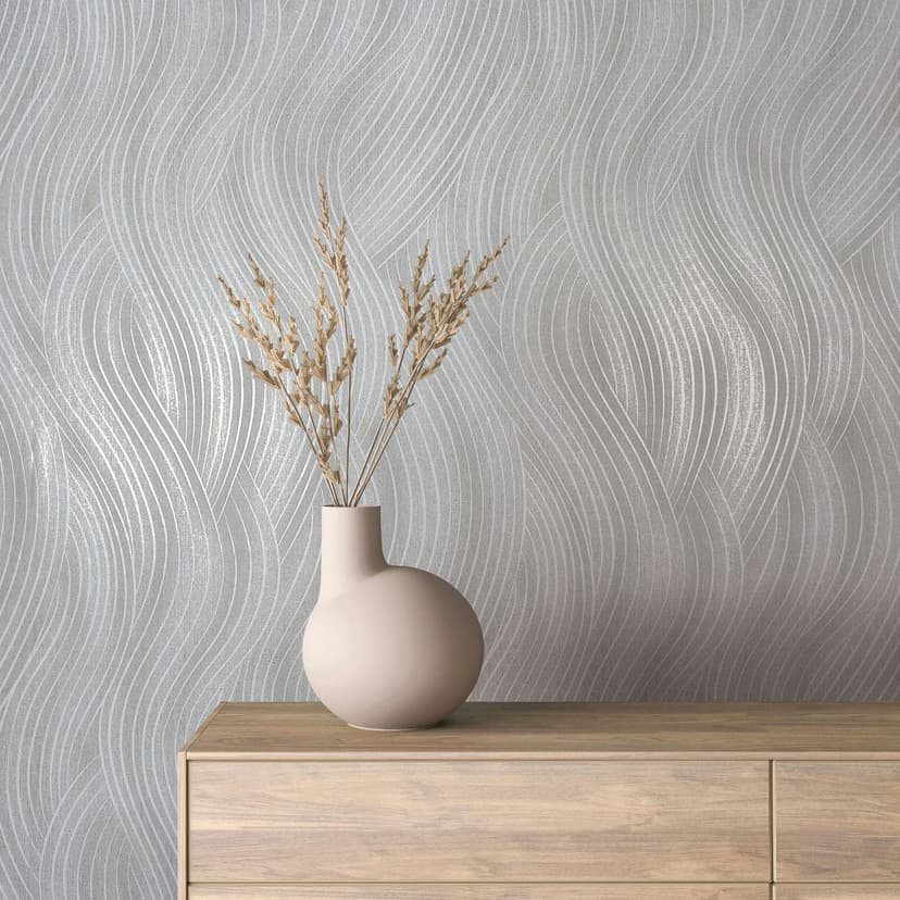 Papel pintado tejido-no tejido gris ondulado textura gráfica moderna