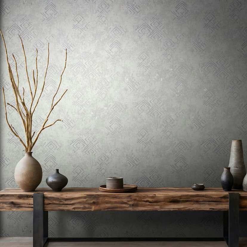 Papel pintado no tejido aspecto hormigón gráfico moderno en gris