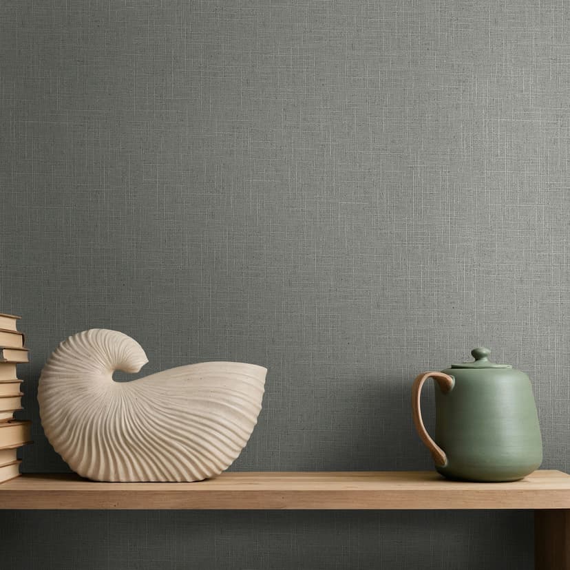 Papel pintado no tejido textil, liso texturado moderno mate en gris marrón