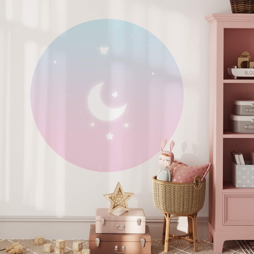 Vinilo decorativo tailandés - Luz de luna mágica en el cielo estrellado - Redondo