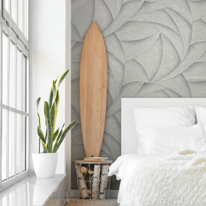 Papel pintado no tejido de color gris ondas de aspecto 3D gráfico moderno