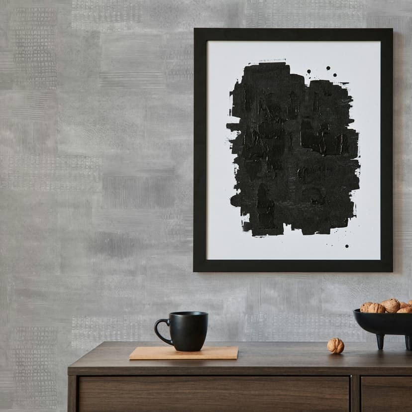 Papel pintado no tejido aspecto escayola, aspecto hormigón liso geométrico mate en gris