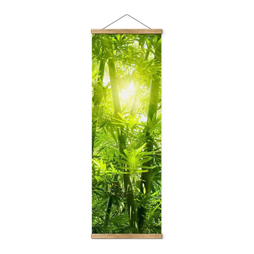 Póster de tela Sol en un bosque de bambú - Panorama