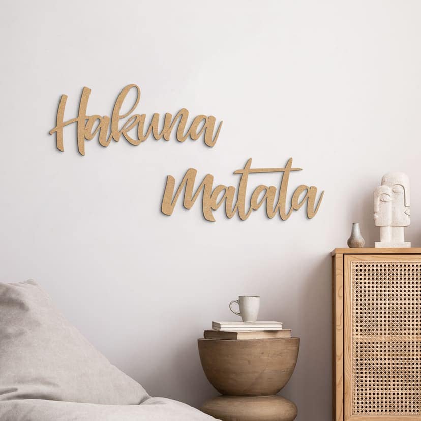 Decoración en madera letras Hakuna Matata - MDF naturaleza (2 partes)