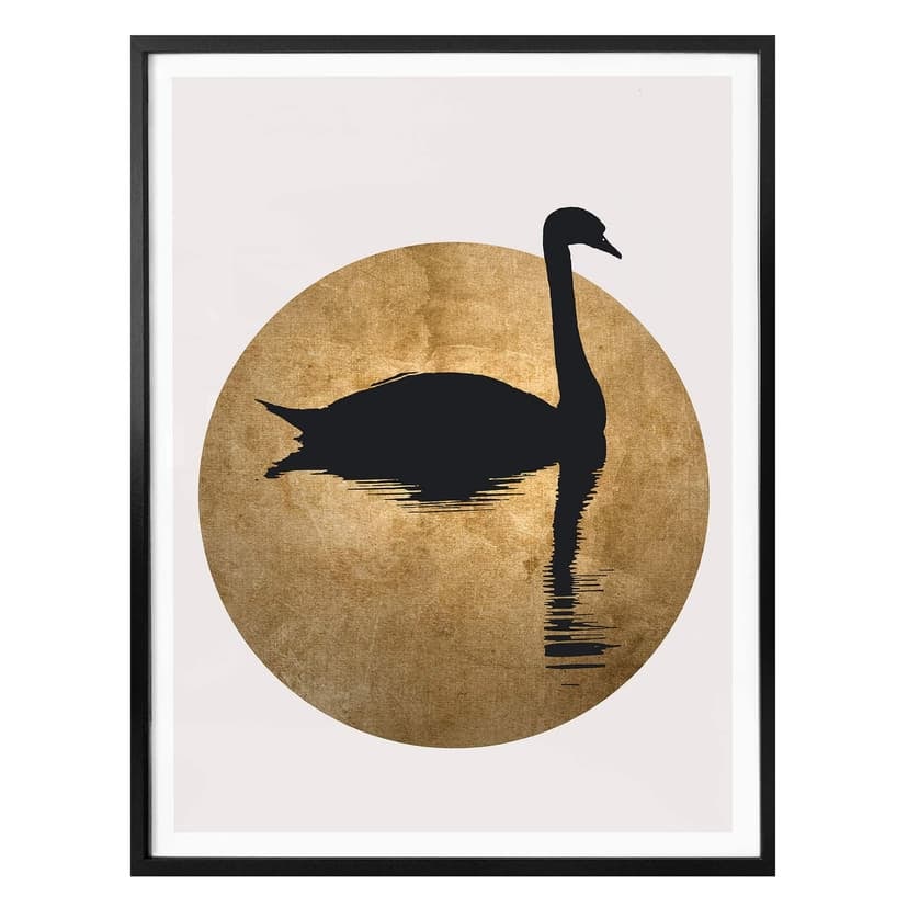 Póster Kubistika - El lago de los cisnes en luna llena