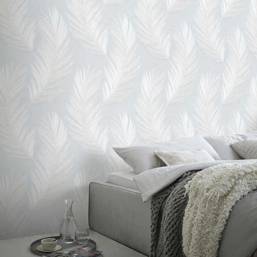 Papel pintado no tejido, Papel pintado motivo hoja azul Aurora