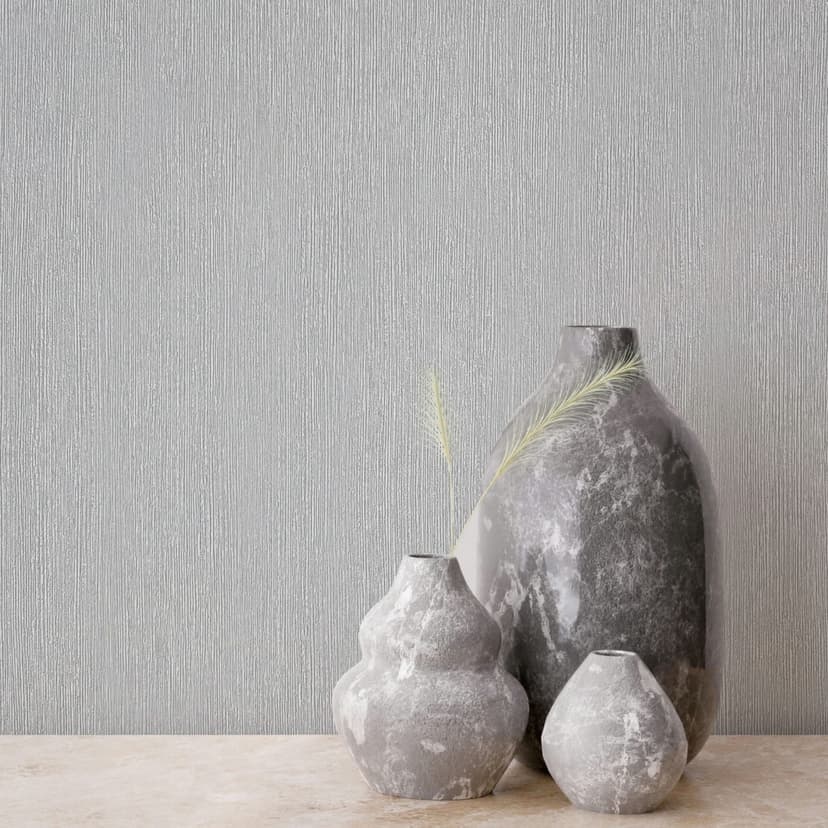 Papel pintado no tejido de aspecto textil con superficie texturada gris liso