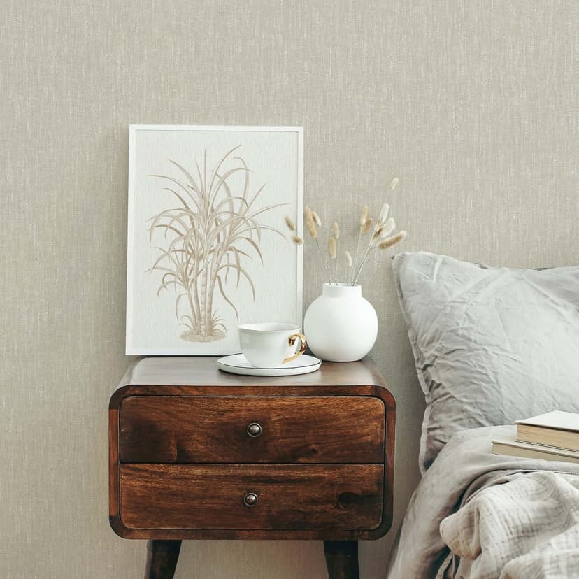 Papel pintado no tejido texturizado, estructura de líneas moderna en beige