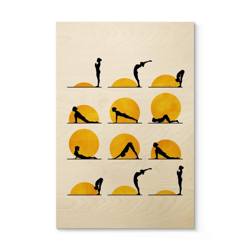 Cuadro de madera Kubistika - Yoga El Saludo al Sol