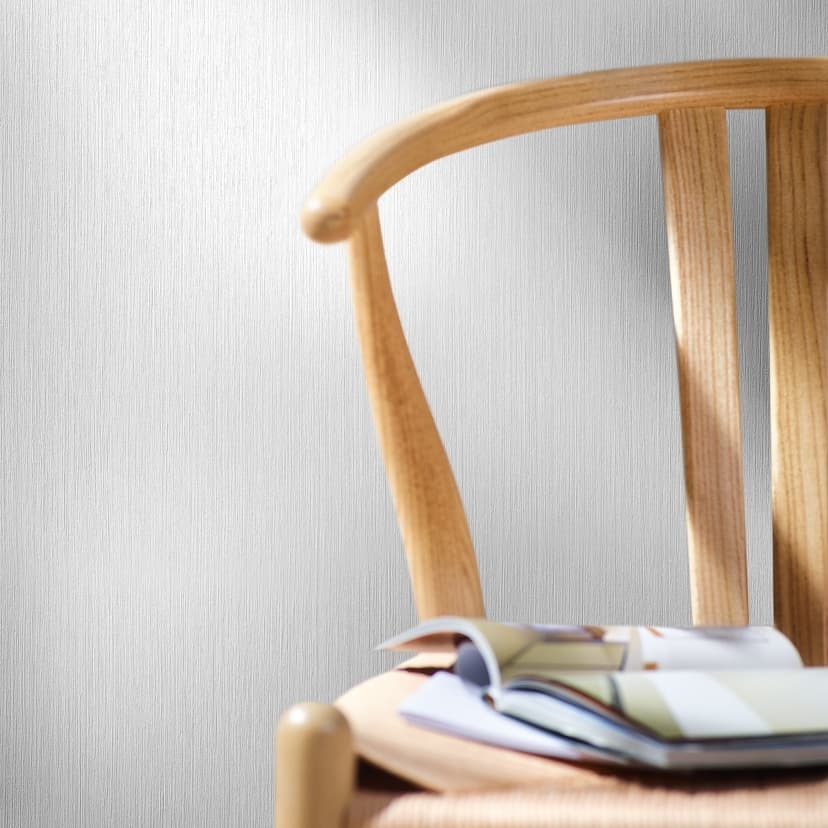 Papel pintado no tejido de líneas finas y textura ligera blanco liso