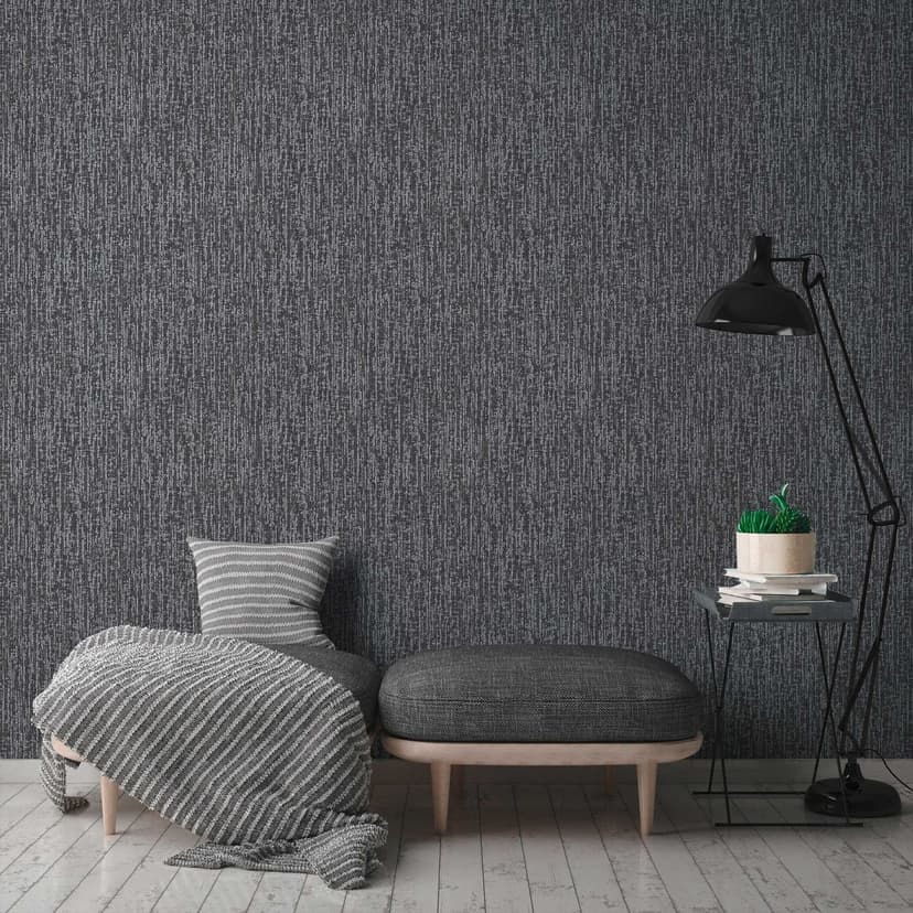 Papel pintado no tejido de aspecto textil negro plateado - papel pintado de tela con diseño