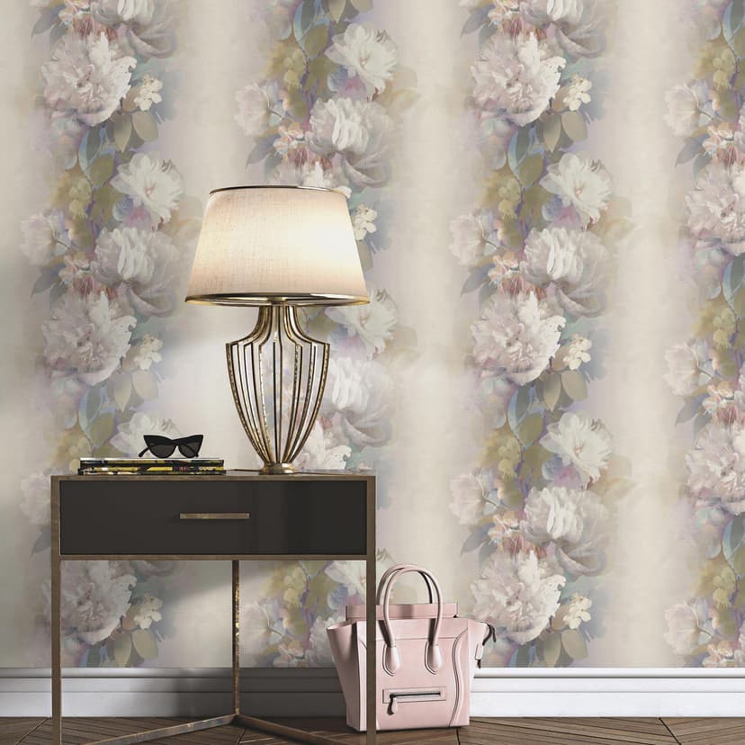 Papel pintado no tejido, papel pintado motivo floral Aurora rose