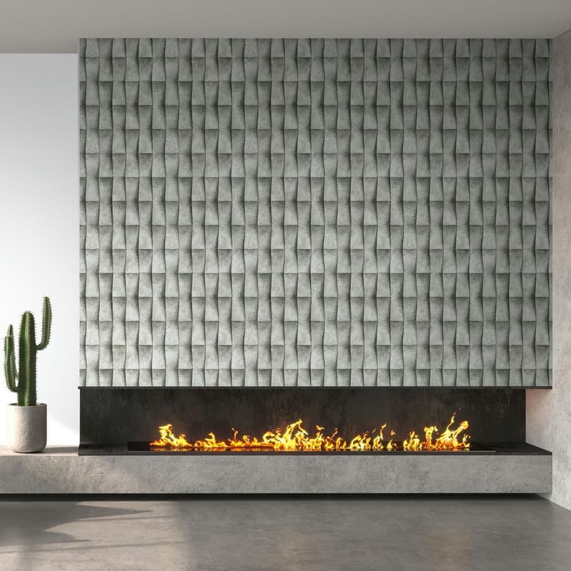 Papel pintado no tejido en gris yeso ilusión aspecto 3D rayas aspecto industrial moderno
