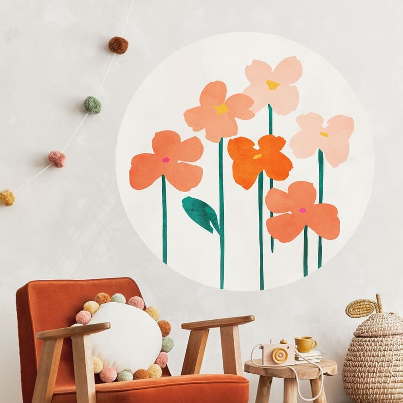 Vinilo decorativo Flores pequeñas en color melocotón - Cubistika - Redondo
